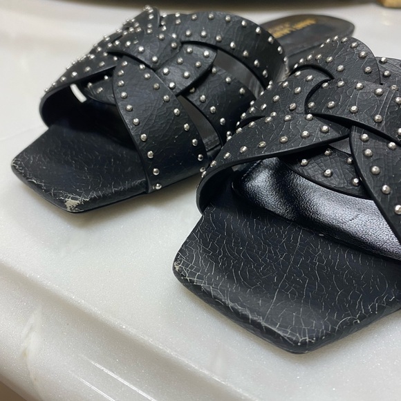 Saint Laurent Tribute Studded Flat Sandal - Picture 3 of 4